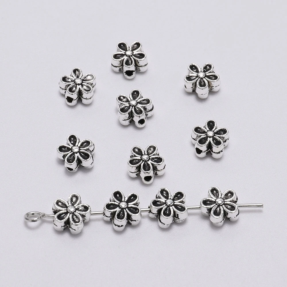 

50PCs/bag 6mm Antique Flower charm Spacer Bead Metal Spacer Beads For Jewelry Making DIY Bracelet Necklace entretoise