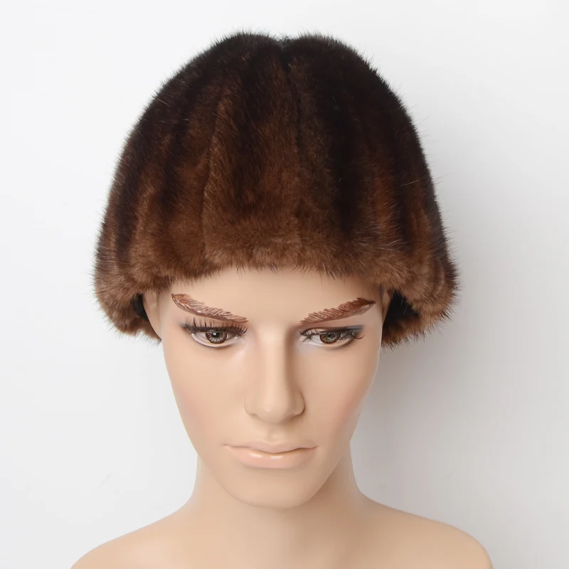 Wucifo 2019 100% Natural mink fur hat men New Fashion Men's Real Mink Fur Cap Winter Warm Top Hat Headgear Beanie Beret | Аксессуары