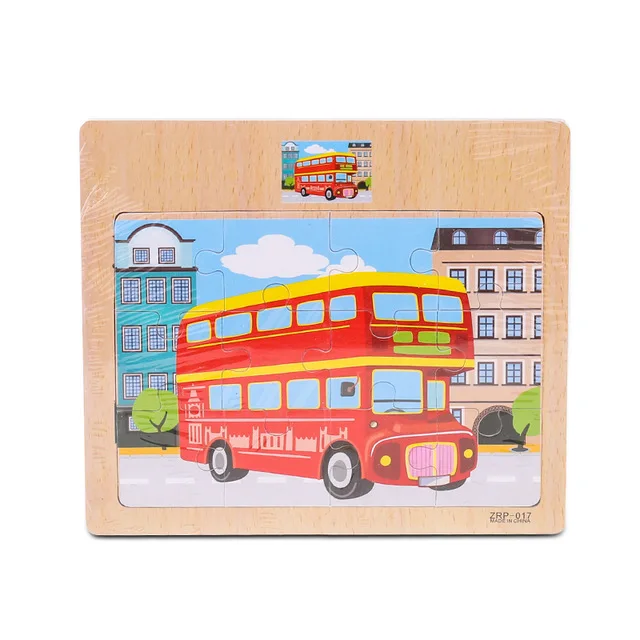 bus Мультяшное животное движение головоломки игрушки деревянная доска детские игрушки дети когнитивное развитие игрушка-пазл для раннего развития игрушки подарки для мальчиков - Цвет: bus