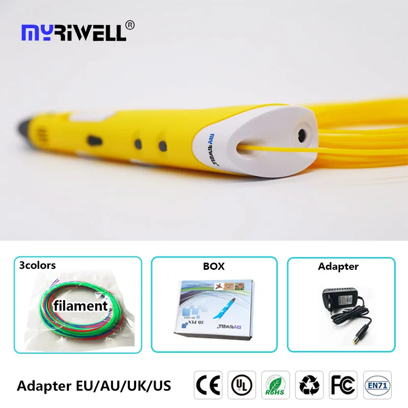 Myriwell 3D Ручка 3 d принтер Ручка 3 d Ручка diy ручка для рисования и ABS/PLA нити Рождественский подарок/подарок на день рождения для детей