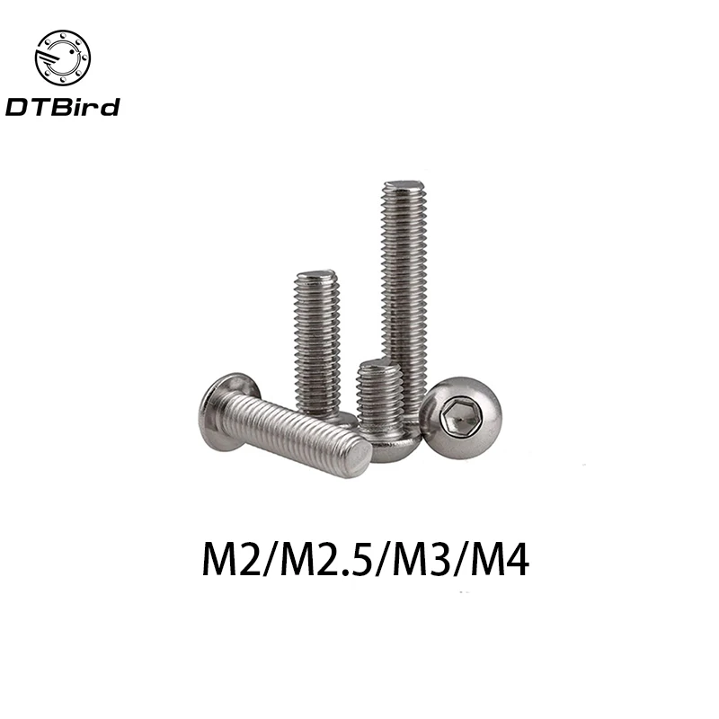 50 шт. M2 M2.5 M3 M4 ISO7380 A2-70 Нержавеющая сталь 304 круглой головкой и крестообразным