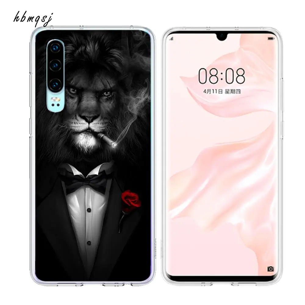 Чехол Funda для huawei honor 10 9 lite 8x 7x 6a силиконовый мягкий в виде тигра черный крутой