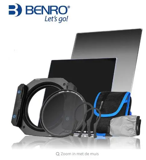 

Benro FM75 vierkante insert filter 75mm houder 75x100mm GND8 (0.9) gradient grijs + ND16 filter kit