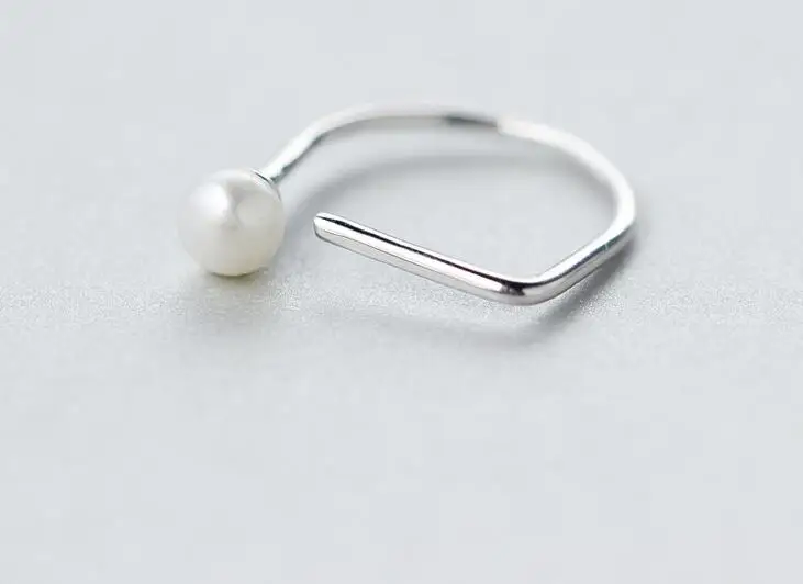 

Real. 925-Sterling-Silver Jewelry Adjustable Geometric with freshwater pearl Ring GTLJ1068