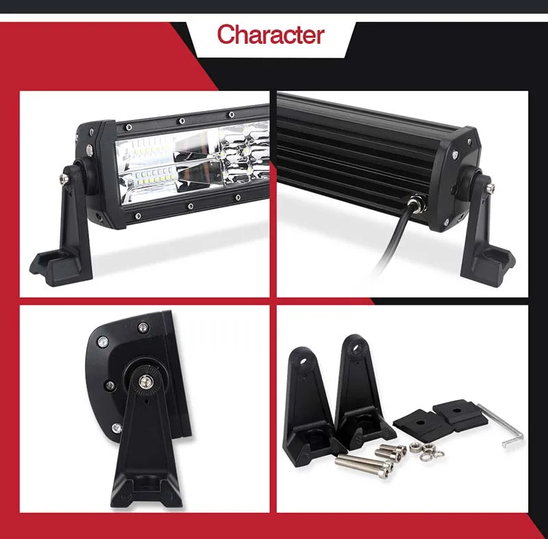 14'' 22'' 32'' 42'' inch 120W 192W 282W 372W LED Bar 3-Row Straight Led Curved Spot Flood Combo For ATV 4WD SUV