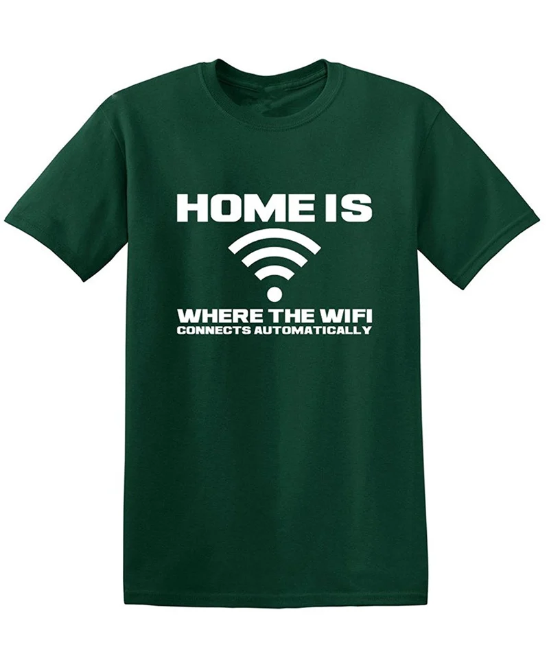 Футболка логотип мужские короткий рукав Дом там где WiFi подключается подросток