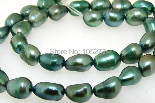

Loose Pearl Jewelry Rice Freshwater Pearl Cultured Pearl Green Color 7mm-8mm Gem Beads Full Strand 15inch
