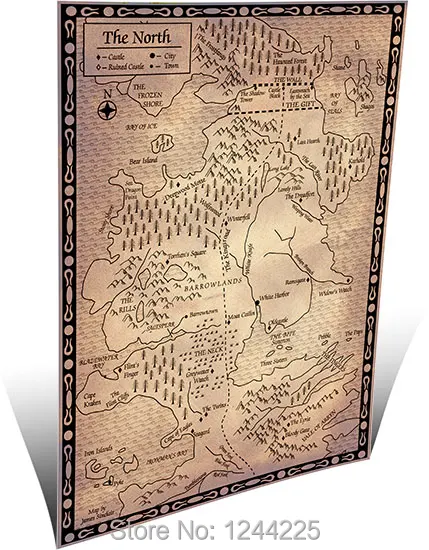 Game of thrones canvas 20x28 inch map the North from a Clash Kings printing gallery wall decor photo Poster | Дом и сад