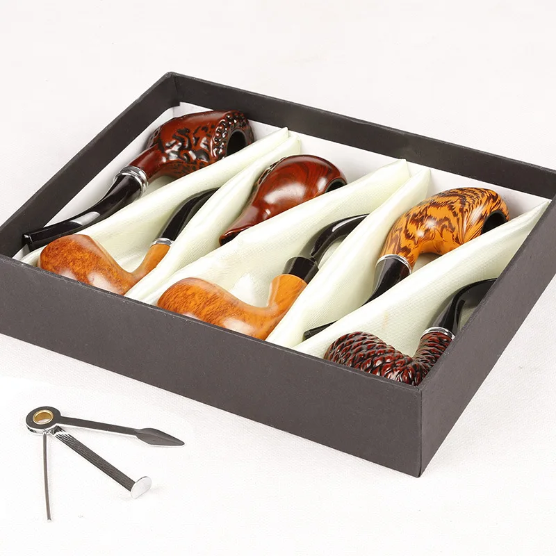 

Wooden Pipe 6 Gift Box Set Length 16cm Smoking Pipe
