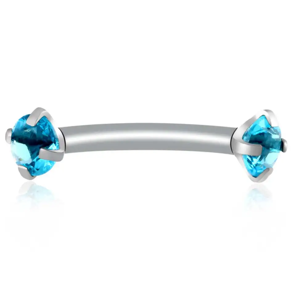 1 шт. хирургическая сталь для бровей Gem Изогнутое Кольцо для бровей Пирсинг изогнутая штанга банан ювелирные изделия для пирсинга тела Bijoux Earlets - Окраска металла: aqua