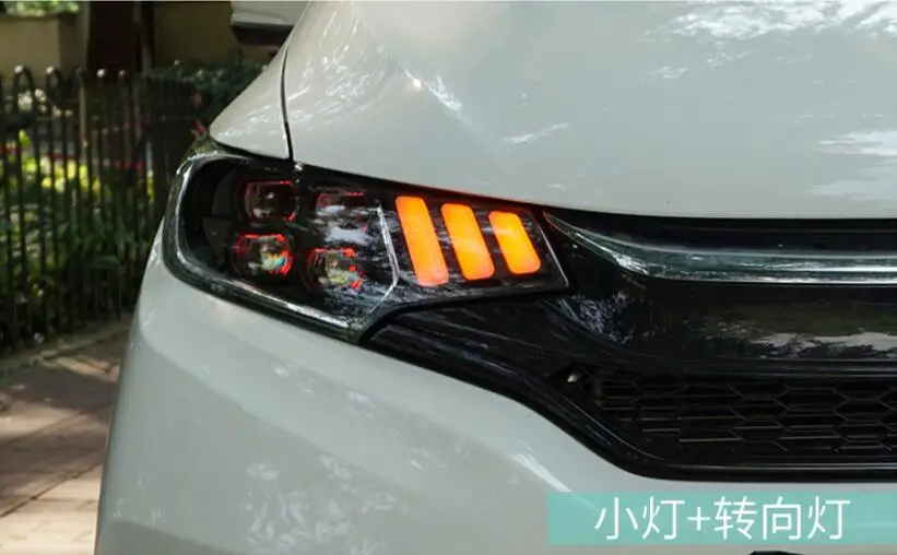 Car Headlights 2014 2015 2016 2017 For Honda Fit Headlamp DRL Lens Double Beam of 4 LED Red Angle Eye Style | Автомобили и
