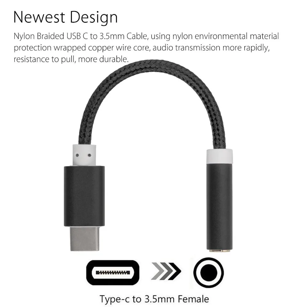 Кабель адаптер для наушников Type C 3 5 мм USB 1 штекер AUX аудио разъем смартфонов Xiaomi 6