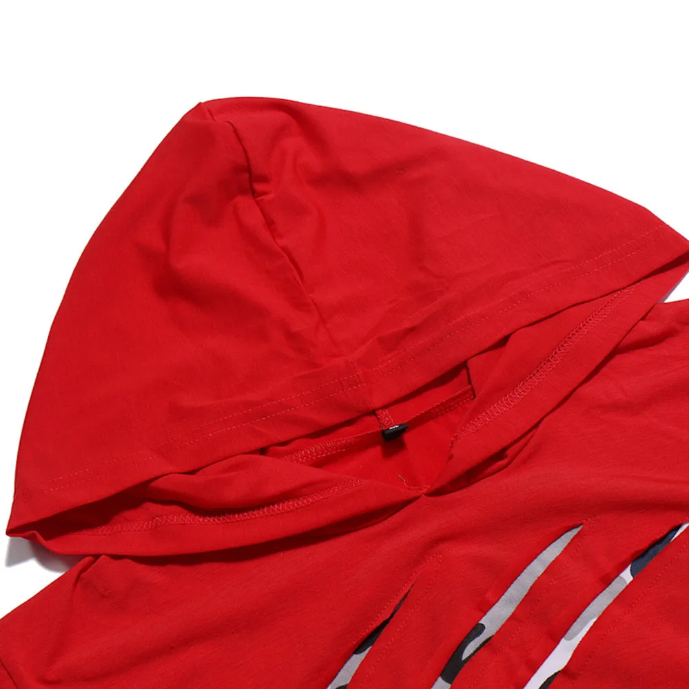 Футболка мужская модная однотонная с капюшоном Спортивная коротким рукавом для