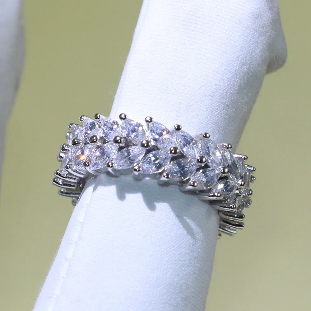 Drop Shipping Professional Luxury Jewelry Stack 925 Sterling Silver Fill Marquise Full White 5A Cubic Zirconia Wedding Band Ring | Украшения