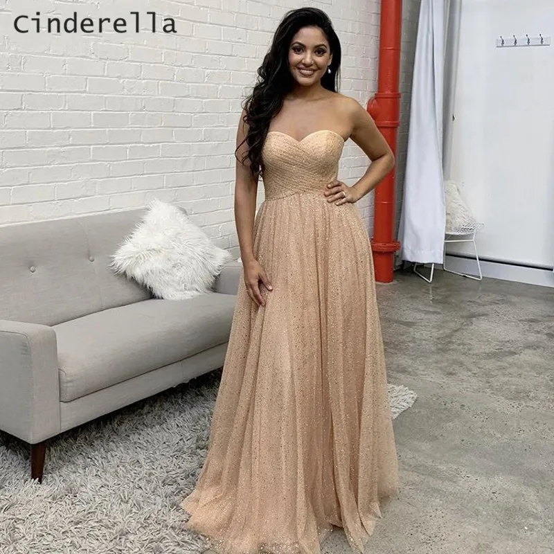 

Cinderella Shining Sweetheart Sleeveless A-Line Soft Tulle Bridesmaid Gowns Sequined Bridesmaid Dresses Wedding Party Dresses