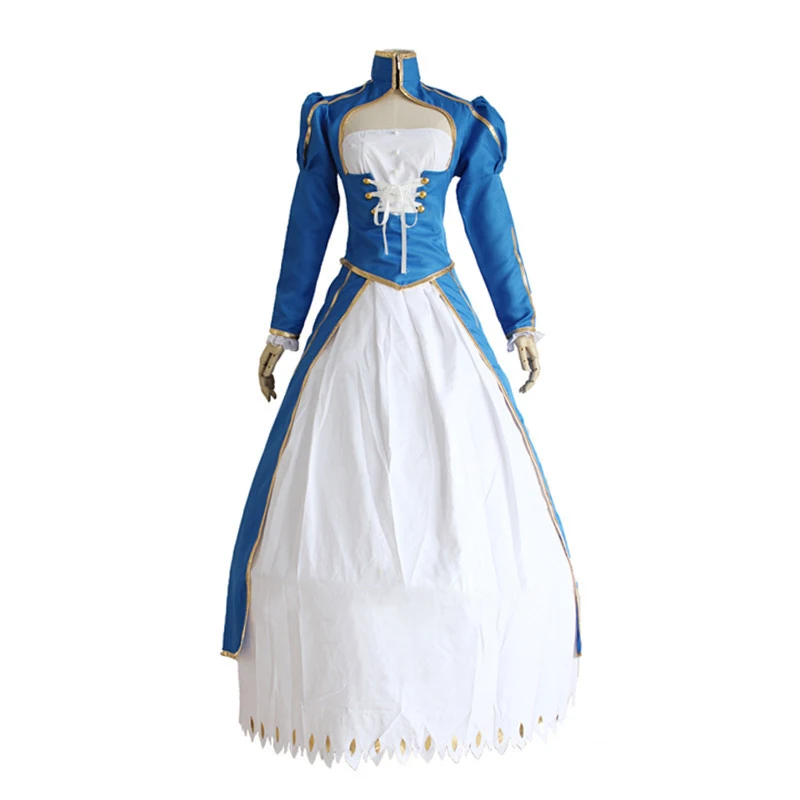 Saber Arturia Pendragon Anime Fate/ZERO Fate/stay night Cosplay Cartoon Halloween Cos Woman Cosplay Blue battle suit Costume