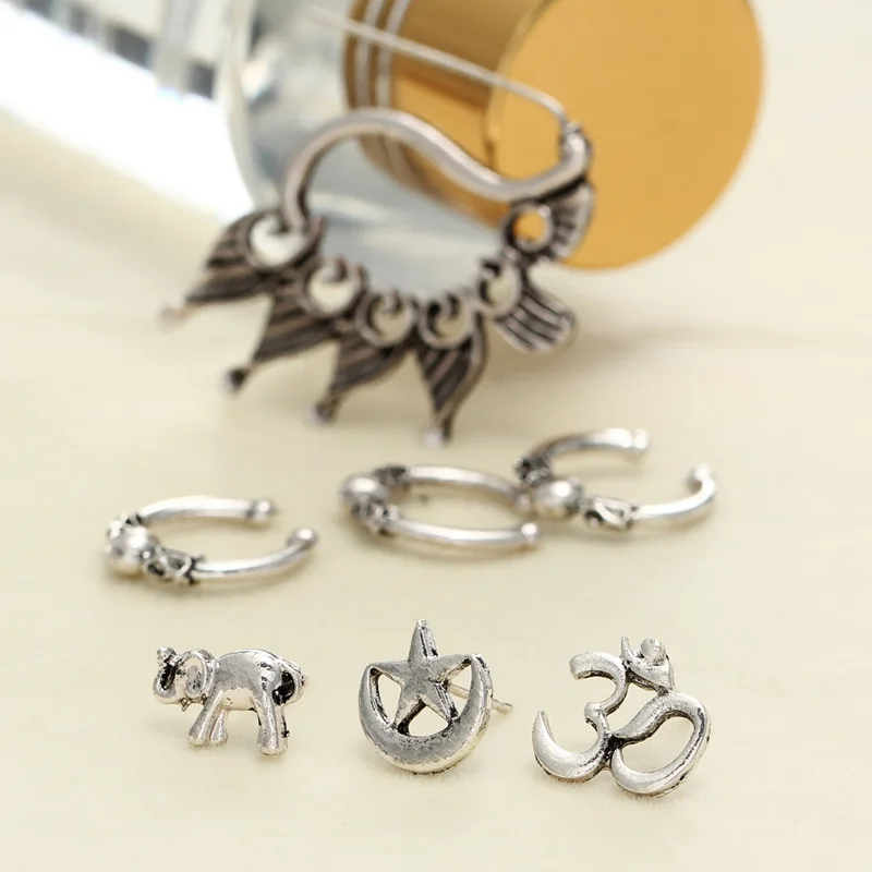 Ualgl Серьги набор панк Дизайн 7 шт. смешанные Форма богемный Стиль модные Винтаж