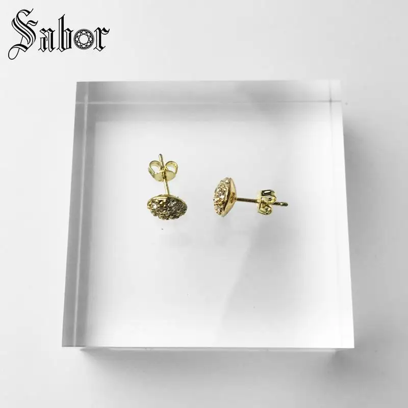 Серьги гвоздики золотистого цвета с шариками новинка 2020 циркониевые стразы