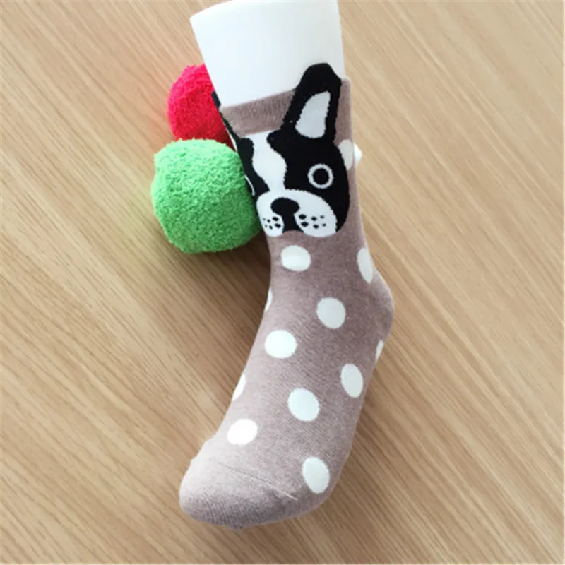 Harajuku/женские носки для взрослых с собаками из мультфильмов; сезон осень-зима; Meias; новые рождественские подарки - Цвет: Coffee