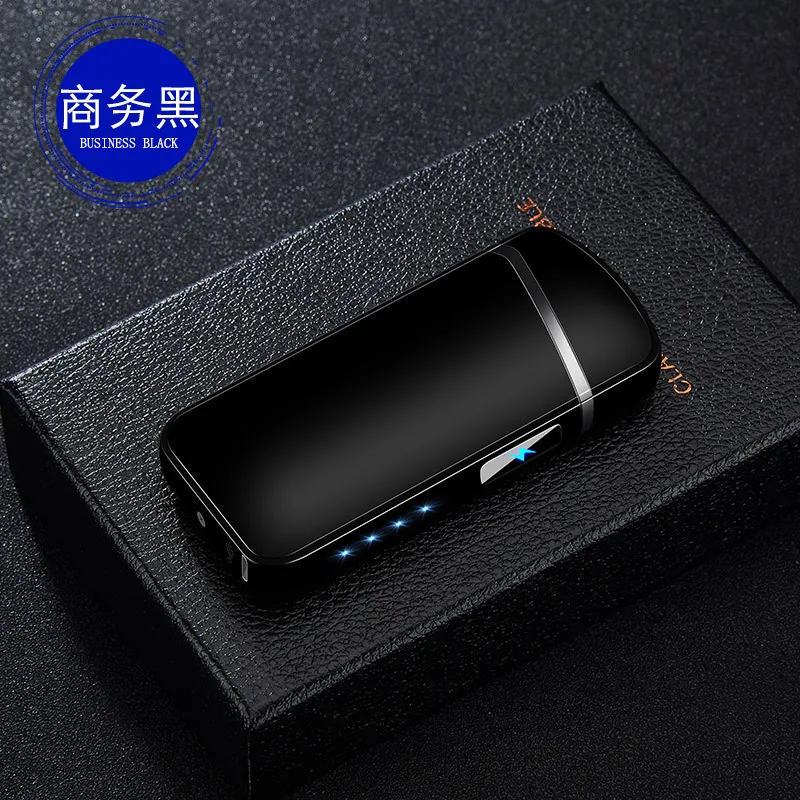 Dark Новая Металлическая электрическая зажигалка с гнездом USB power display перезаряжаемая Зажигалка для сигарет с двойной дугой Плазменные зажигалки высокого качества Gfit - Цвет: Dark