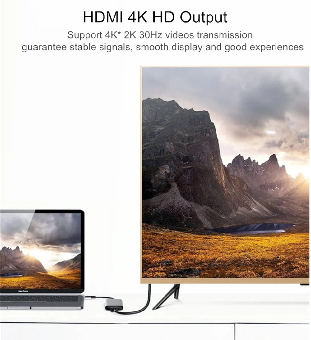 Xiaomi mijia hagios 6 в 1 type-c к HDMI USB 3,0 устройство для чтения карт SD TF PD зарядный адаптер концентратор для iPhone мобильного телефона ПК