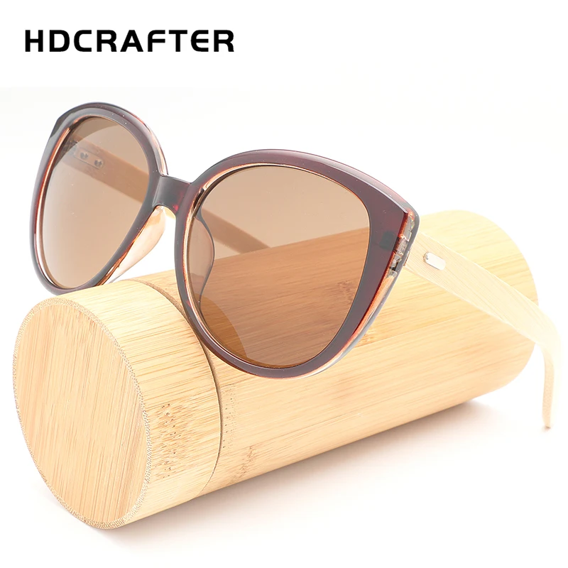 Солнцезащитные очки HDCRAFTER для женщин большие деревянные кошачий глаз
