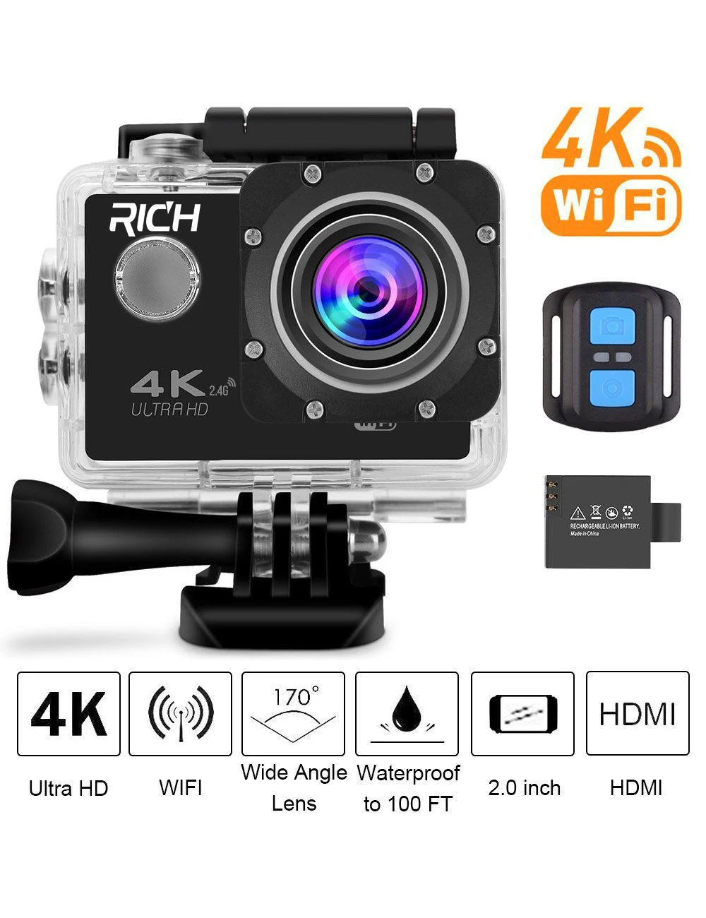 F60 F60R 4K Wifi Экшн камера 16MP 170D Спорт DV 30M Go Водонепроницаемый Pro Экстремальные виды