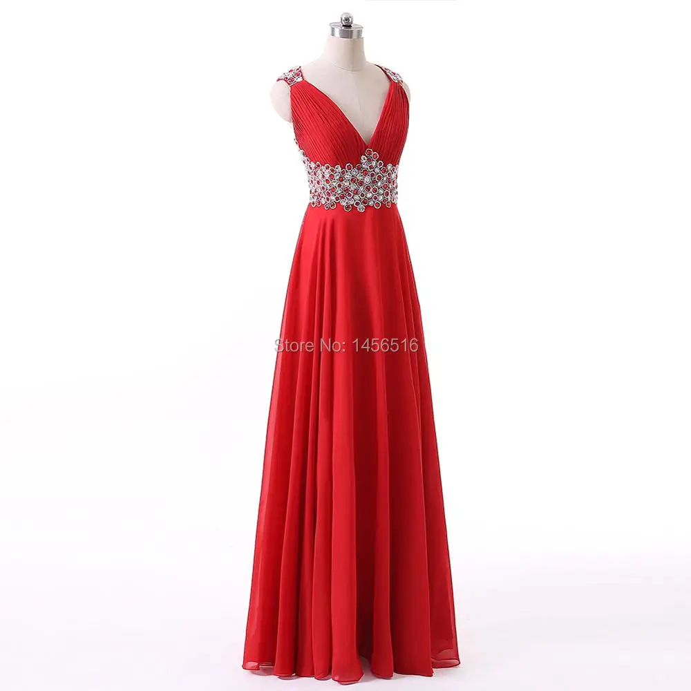 Красное длинное платье для выпускного вечера с v-образным вырезом vestido de noche robe de soiree longue Формальные Вечерние платья