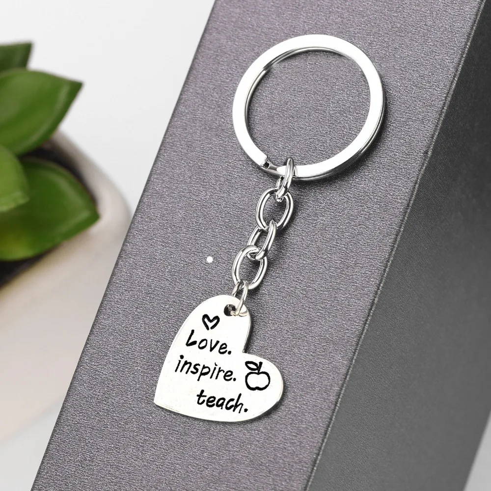 12 шт./лот любовь Inspire научить Любовь Сердце брелок спасибо подарок для учителя Apple