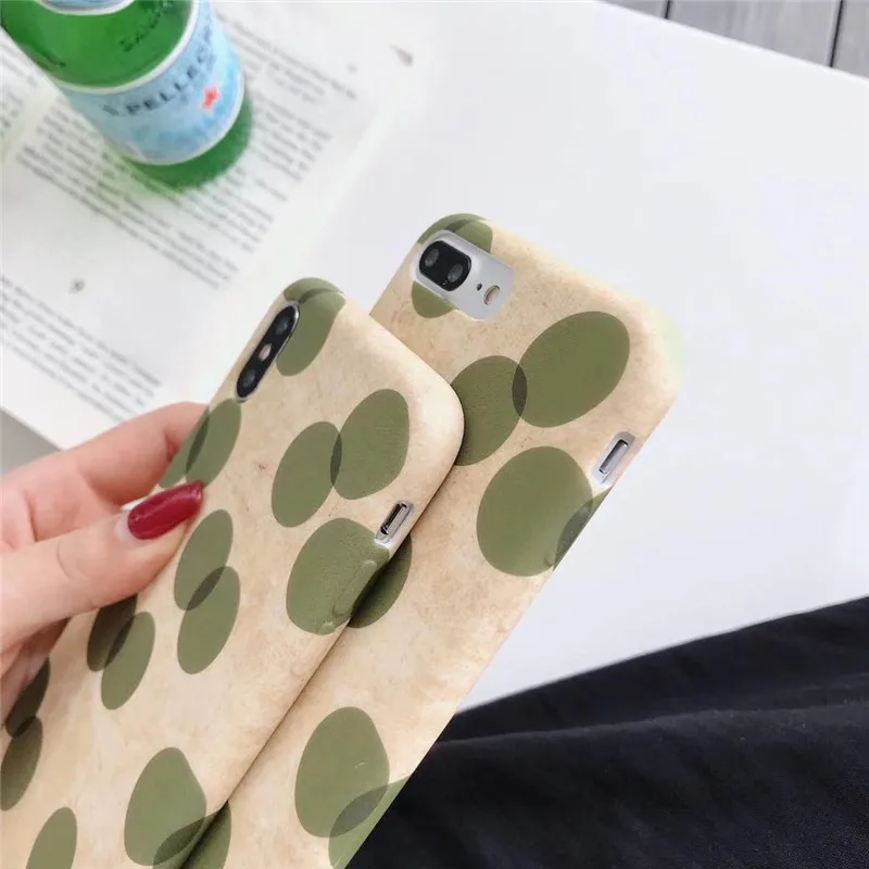 Matte oil painting green wave point phone case For iphone XS MAX XR X 6 6s 7 8plus anti-staining soft shell TPU back cover |