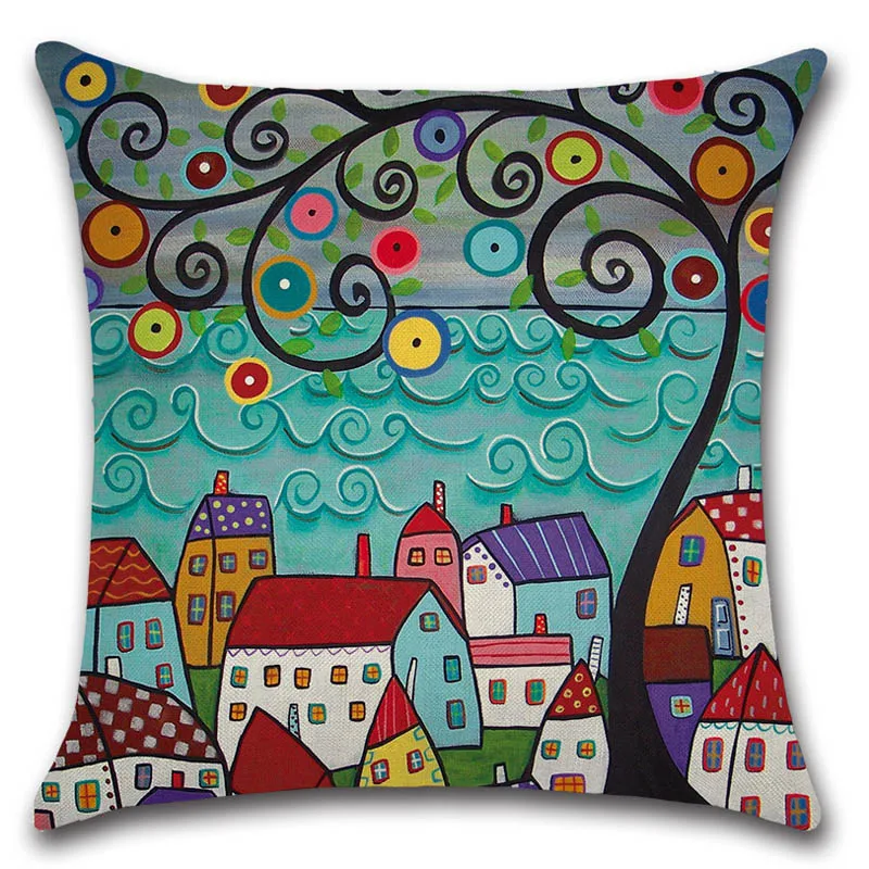 Мультяшная ретро деревенская наволочка для подушки из хлопка и льна автомобиля