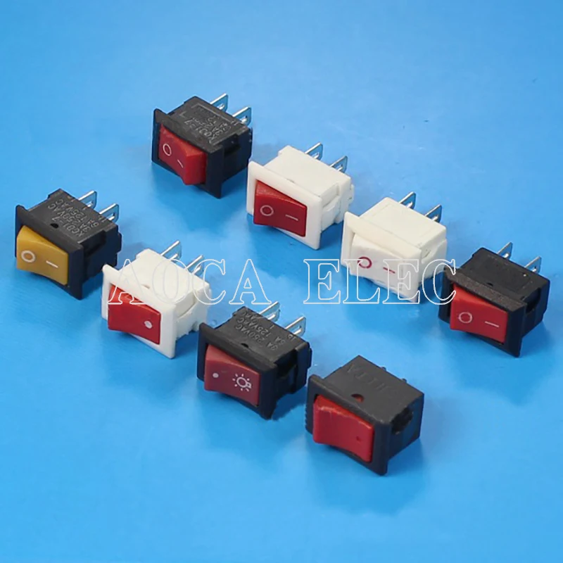 200 шт. KCD5-101 6A 125VAC SPST 2 булавки ВКЛ-ВЫКЛ микро-пластиковый кулисный переключатель с наконечник с припоем