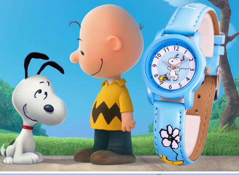 Snoopy детские часы модные женские часы повседневные кварцевые наручные часы Мужские часы милые Снупи кожаные часы для детской подарка