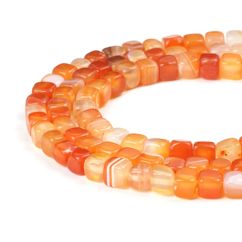 Orange-6mm Красочные Каменные Бусины полосатый Сердолик паутина Трещины Агат квадратный желе оникс 6 мм бусины для изготовления ювелирных изделий DIY Аксессуары - Цвет: Orange-6mm