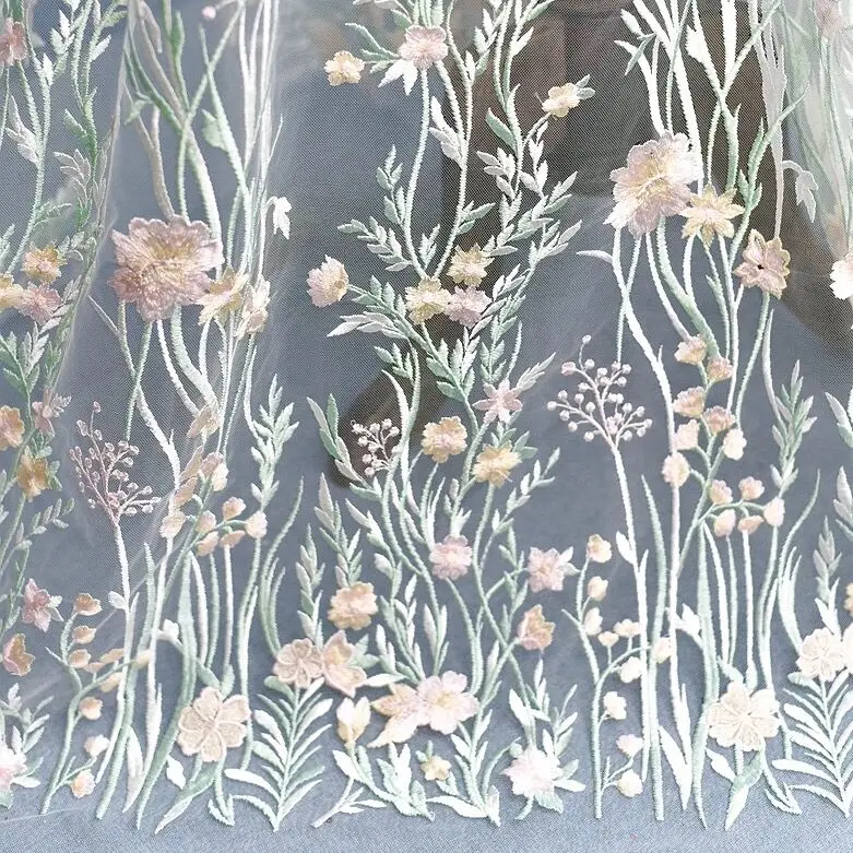 1 ярд изысканная вышивка тюлевой сеткой кружевная ткань многоцветные DIY Швейные