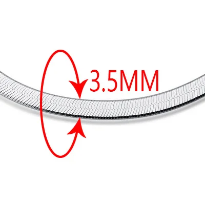thickness 3point 5mm Стерлинговое серебро 925 пробы, мужское ожерелье тонкая цепочка плоская змейка 3-4мм, унисекс для женщин и мужчин, модные цепочки, классические партии, новое горячее предложение - Цвет камня: thickness 3point 5mm