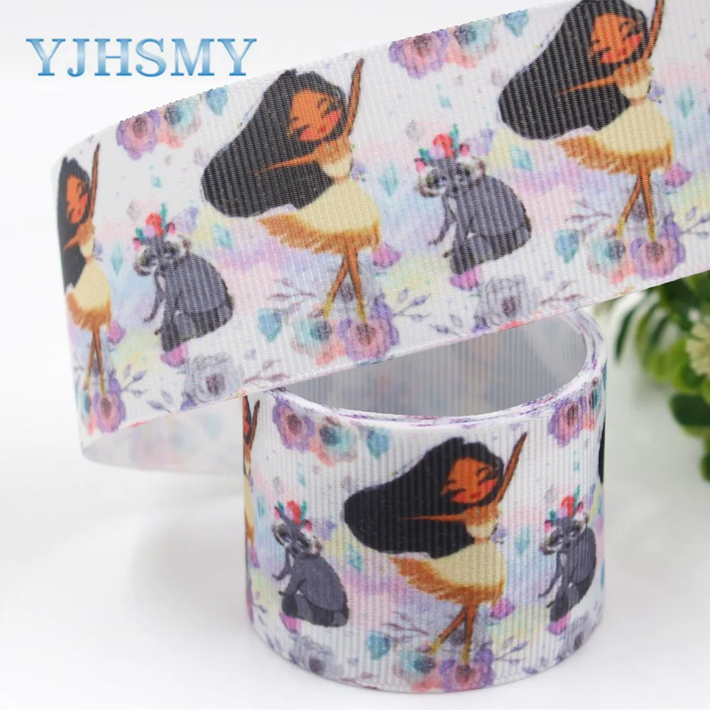 YJHSMY ленты 38 мм 5 ярдов мультфильм термопечать grosgrain лук кепка DIY аксессуары