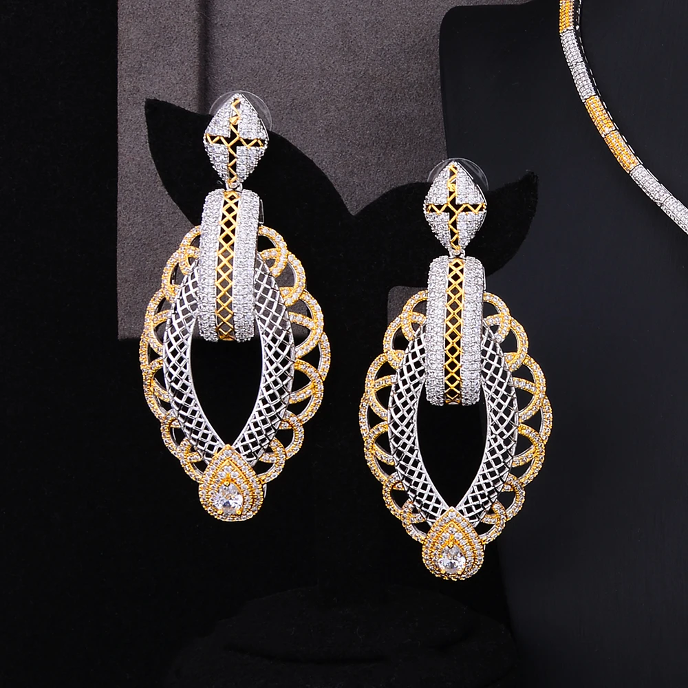 

SisCathy 4PCS Nigerian Jewelry Sets For Women Wedding Zircon Indian African Bridal Brecelet/Earrings/Necklace/Ring Jewelry Sets