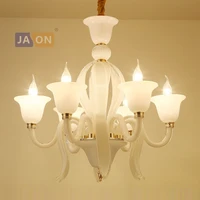 led e14 european iron glass white chandelier lighting lamparas de techo suspension luminaire lampen for foyer