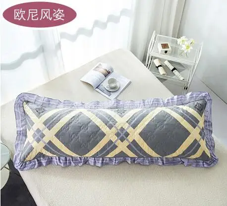 

100% Cotton Quilted Long Pillowcase with Ruffle 120cm 150cm 180cm Double Printing Pillow Cover One Piece #434