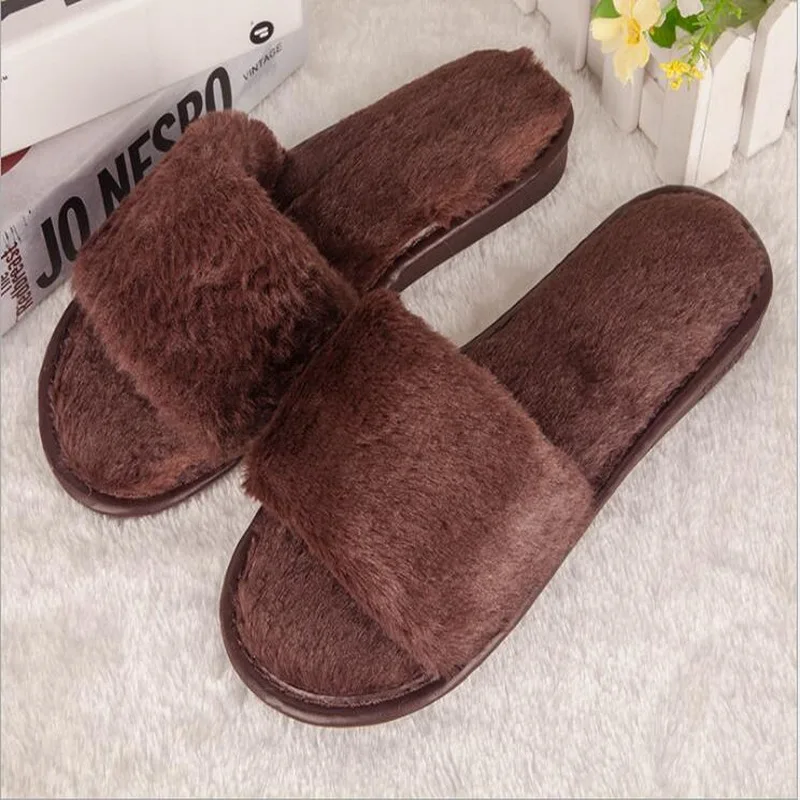 Taomengsi/Новинка меховые домашние тапочки с одним словом зимние Хлопковые женские