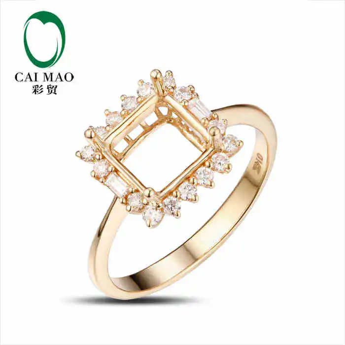 CaiMao Принцесса cut Semi Mount Ring Settings & 0.46ct Diamond 14k желтое золото драгоценный камень