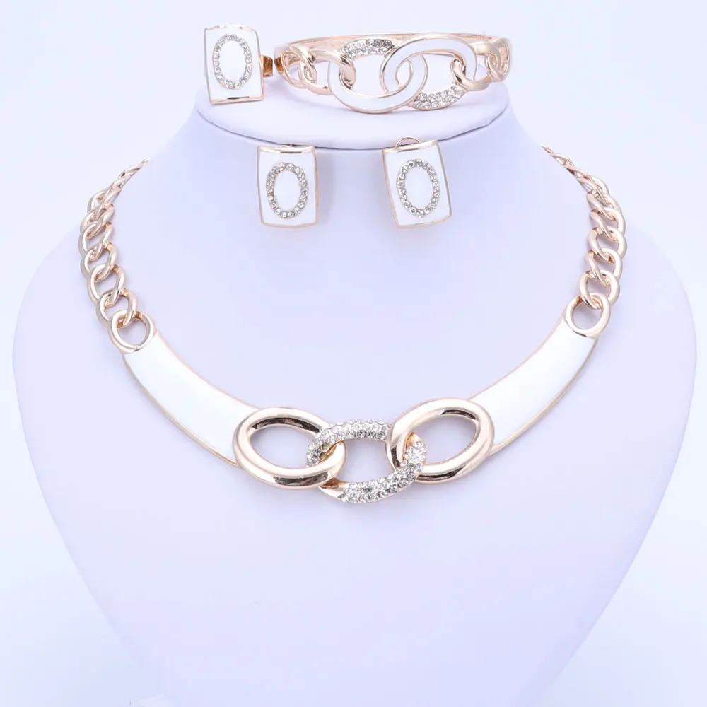 5 цветов s Ювелирные наборы ожерелье кольцо браслет серьги свадьба золотой цвет