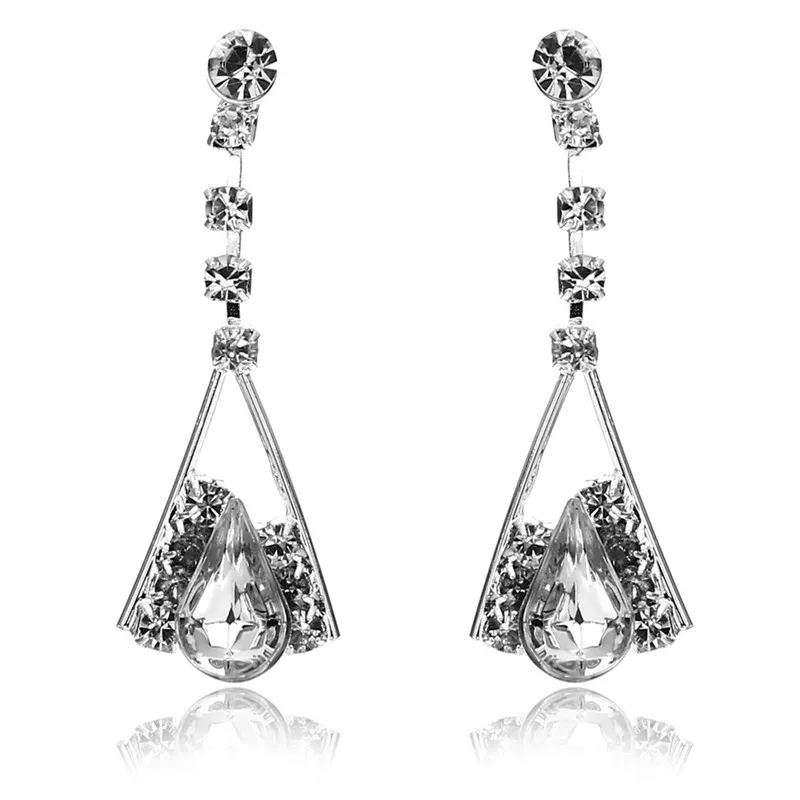 Комплект из колье и серёг с кристаллами|jewelry fabric|plating silverjewelry drop |