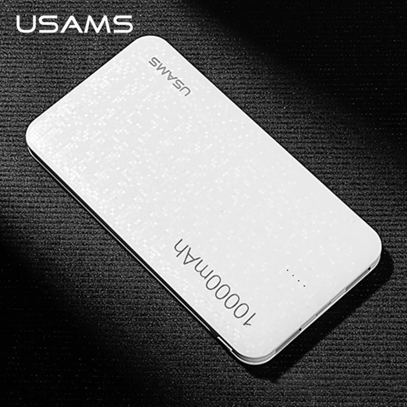 USAMS 10000 мАч Внешний аккумулятор для xiaomi Внешний аккумулятор 20000 мАч для iPhone samsung мобильный телефон 2.1A внешний аккумулятор