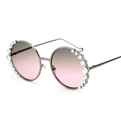 C3 GreenBlack.L Emosnia круглые жемчужные солнцезащитные очки Modis Oculos De Sol feminino Роскошные винтажные женские брендовые дизайнерские солнцезащитные очки градиентные UV400 - Цвет линз: C3 GreenBlack.L