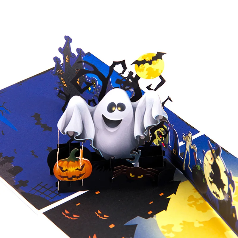 FANLUS всплывающие поздравительные открытки на Хэллоуин Pumkin и Ghost 3D ручной работы