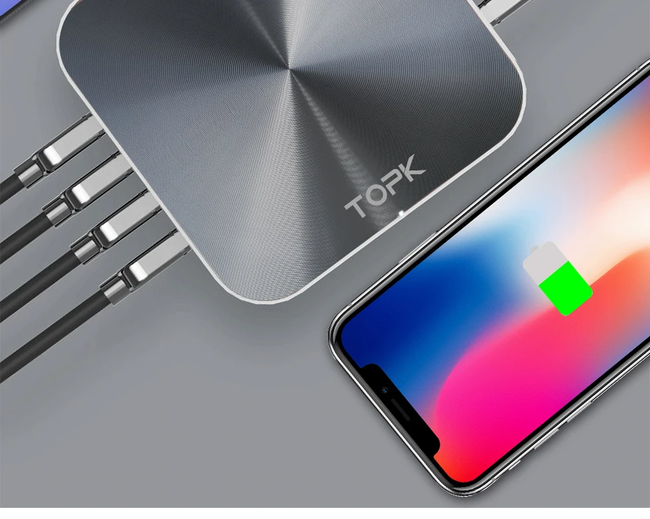 TOPK B829Q 8-Порты и разъёмы 50 Вт Quick Charge 3,0 USB Зарядное устройство для iPhone samsung Xiaomi huawei EU/US/UK AU разъем для рабочего стола, Быстрый Телефон Зарядное устройство