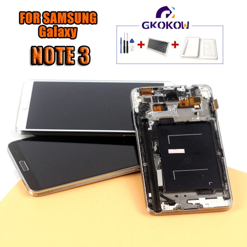 5,7 ''ЖК-дисплей для SAMSUNG Galaxy Note 3, сенсорный ЖК-дисплей с рамкой Note 3, N9000, N9005, N900A, запчасти для сенсорного экрана