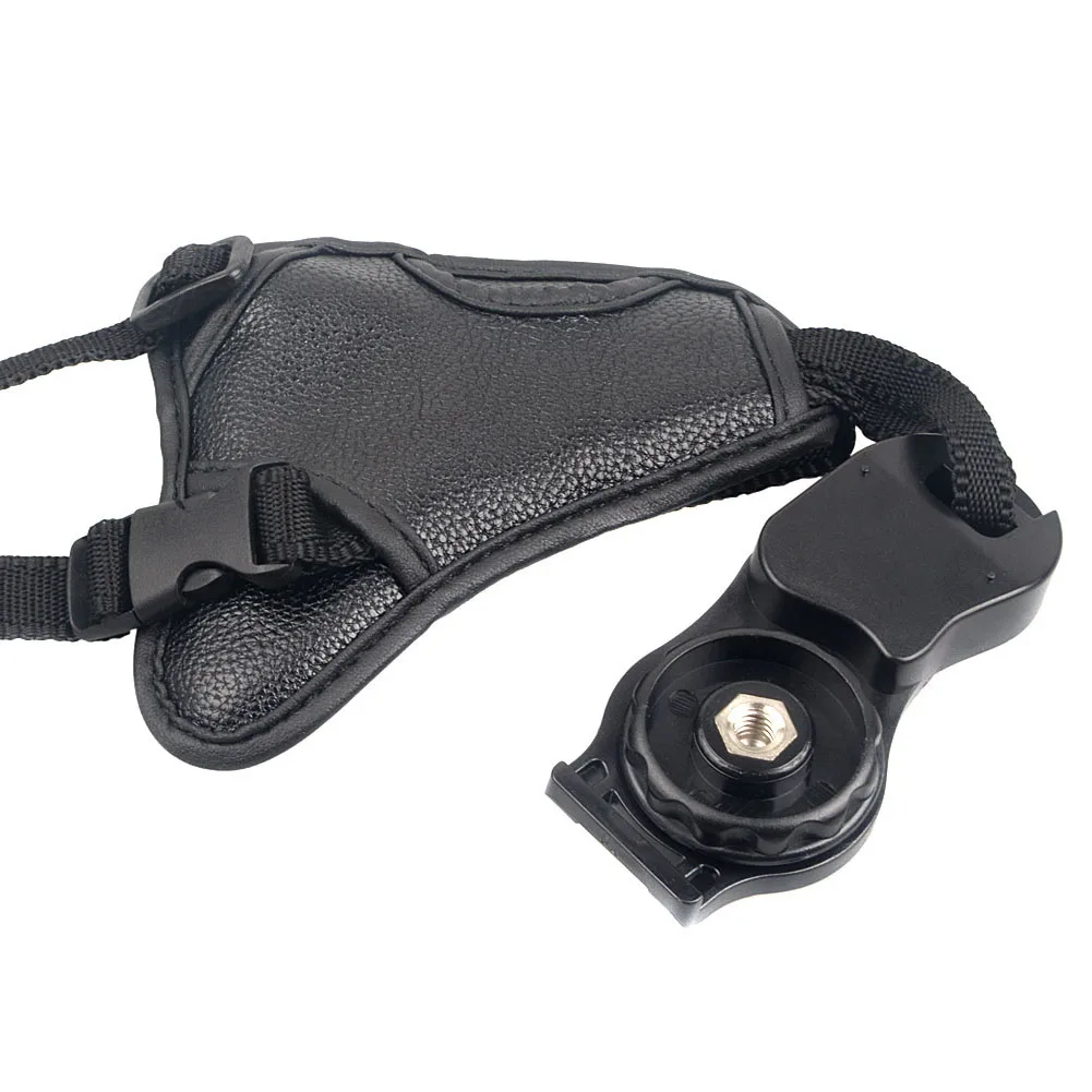 Противоскользящий PU Кожаный кистевой ремень камеры треугольный с винтом для